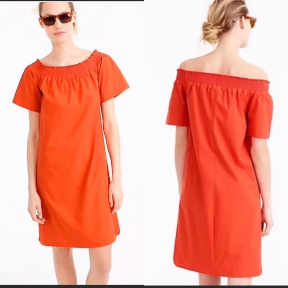 J. Crew Off the Shoulder Cotton Poplin Dress
